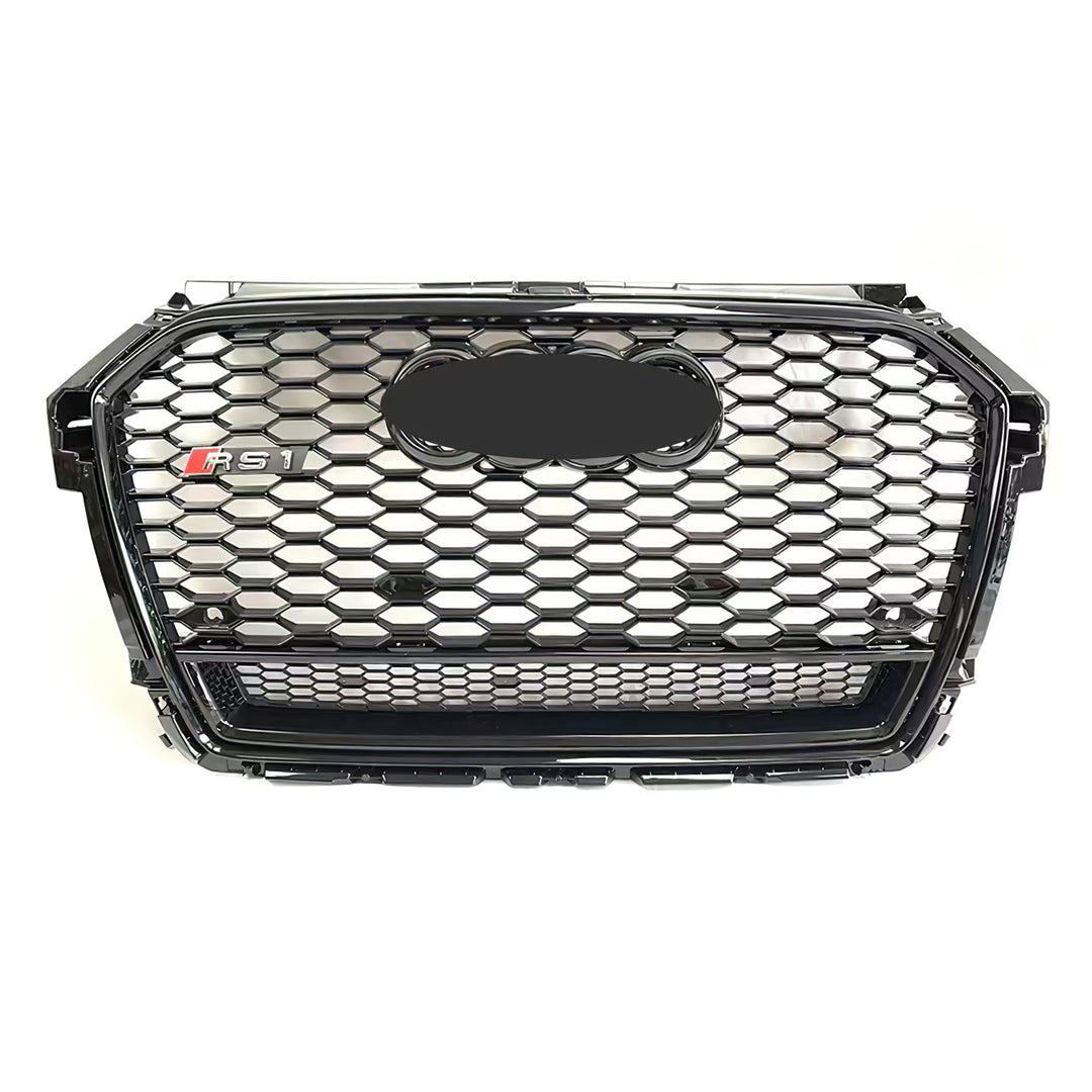 2016-2018 Audi RS1 Style Honeycomb Front Grille With Under Mesh For Audi A1 S1 With Black Emblem