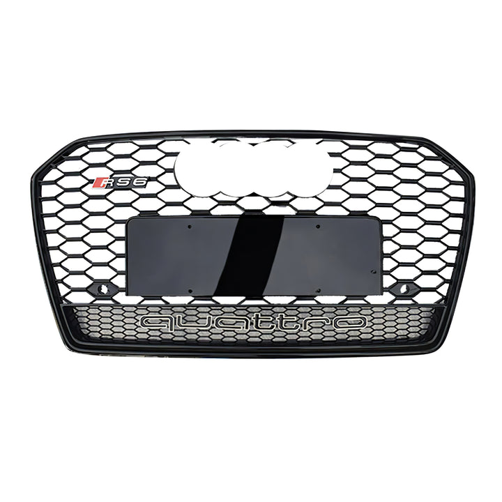 2016-2018 Audi RS6 Honeycomb Grille with Lower Mesh Quattro For Audi A6 S6 C7.5 With Black Emblem