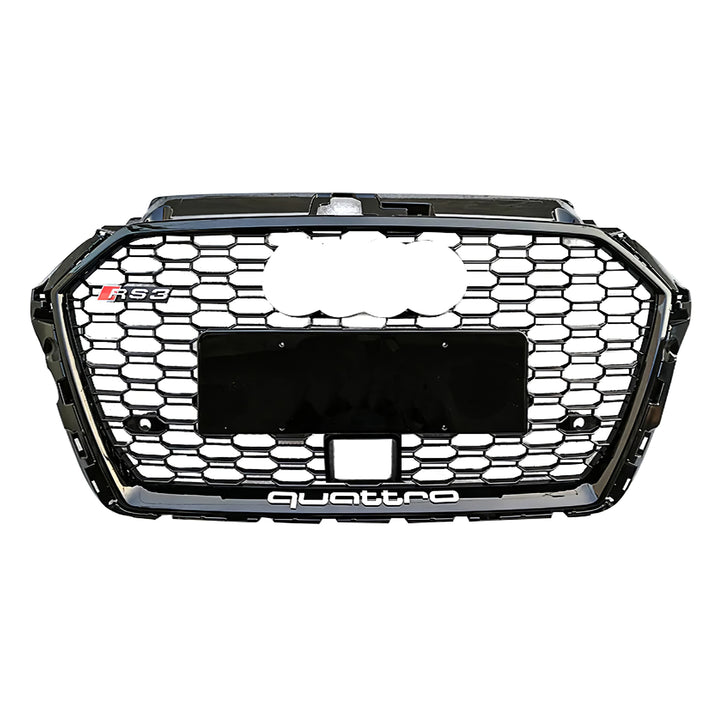 2017-2019 Audi RS3 Honeycomb Grille For Audi A3 S3 8V.5 With Black Emblem + ACC