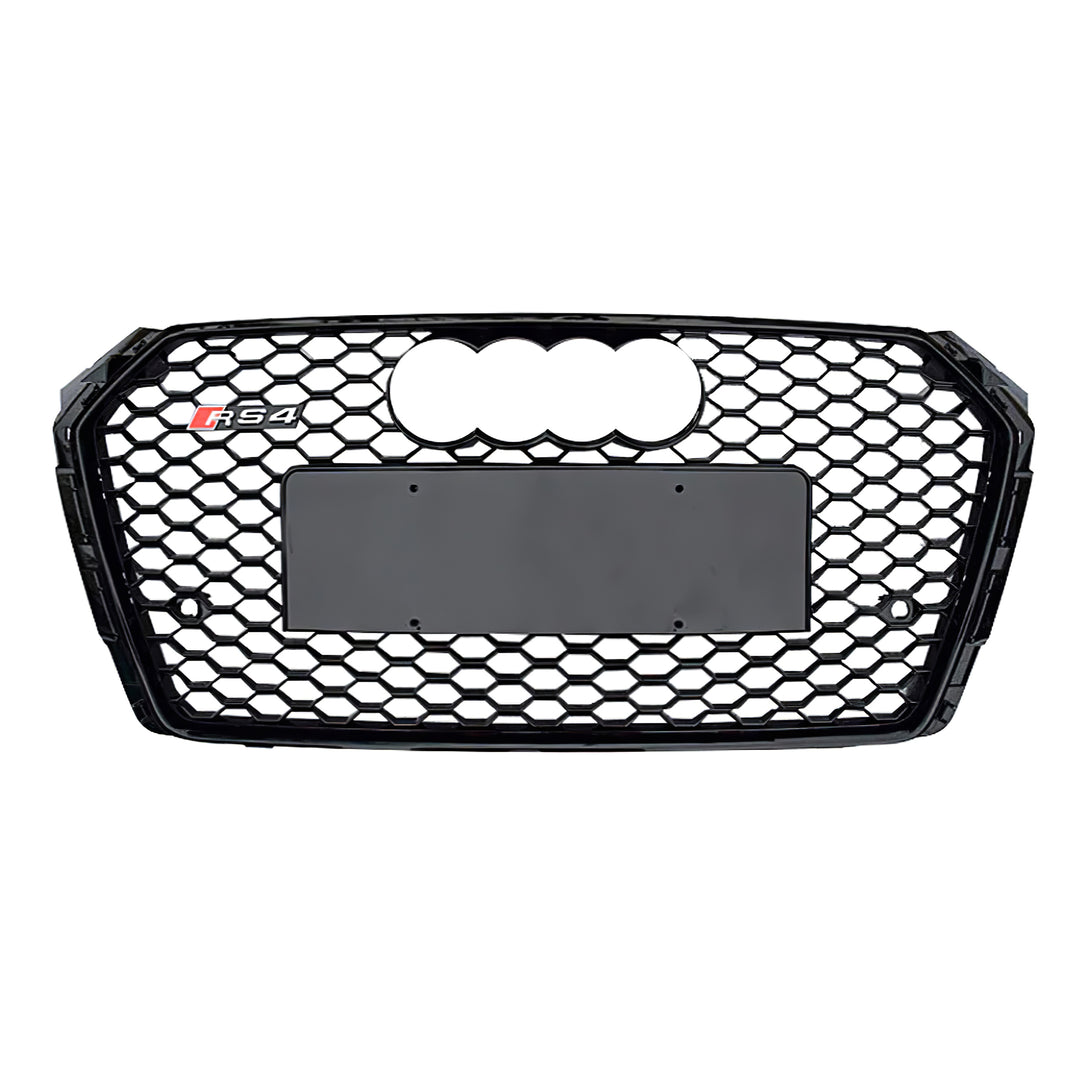2017-2019 Audi RS4 Honeycomb Front Grille For Audi A4 S4 B9 With Black Emblem and small mesh
