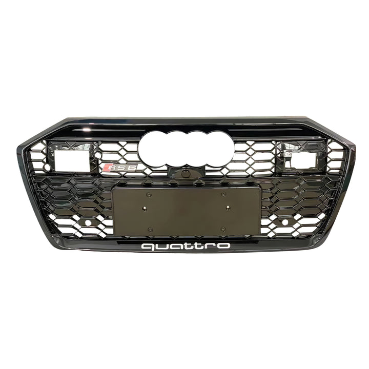 2019-2025 Audi RS6 Honeycomb Grille For Audi A6 S6 C8 C8.5 With Black Emblem + ACC